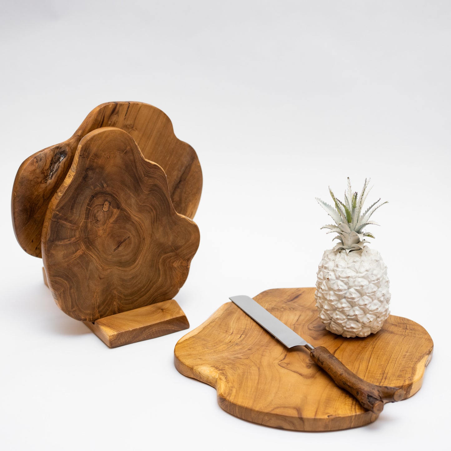 Set of 2 Stainless Steel x Wood Cake Slicers