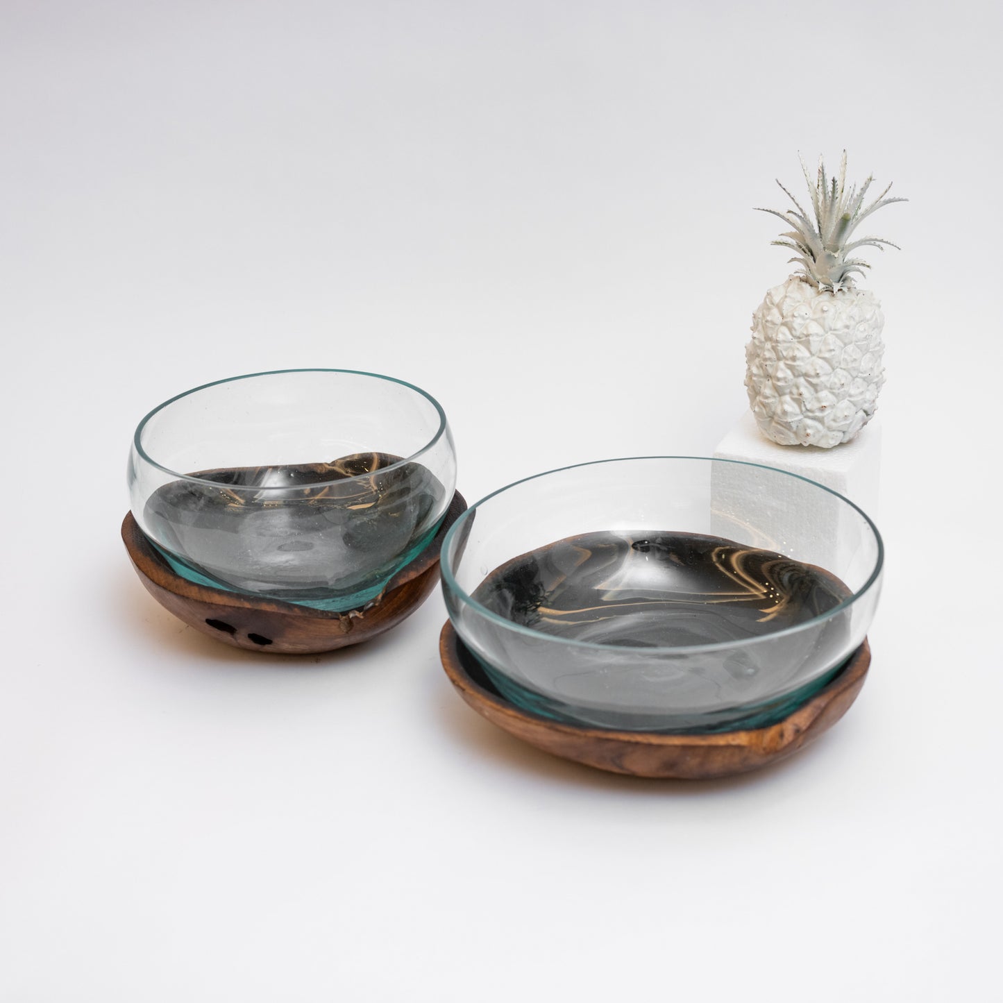 Wood x Glass Bowls - Set of 2 Large & Medium