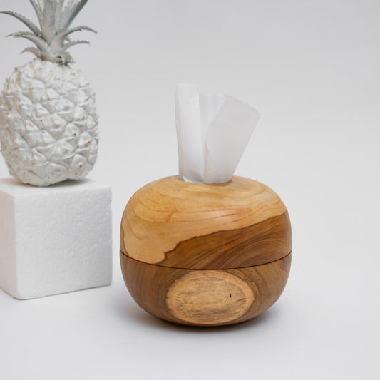 Round Wood Tissue Box