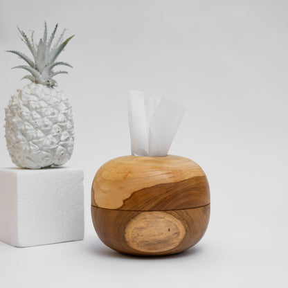Round Wood Tissue Box