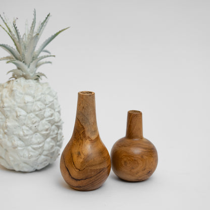 Set of 2 Tiny Wooden Vases