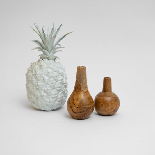 Set of 2 Tiny Wooden Vases