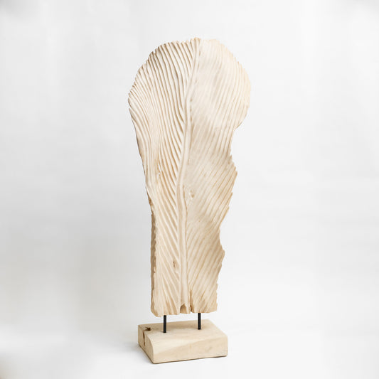 White Wooden Leaf Sculpture