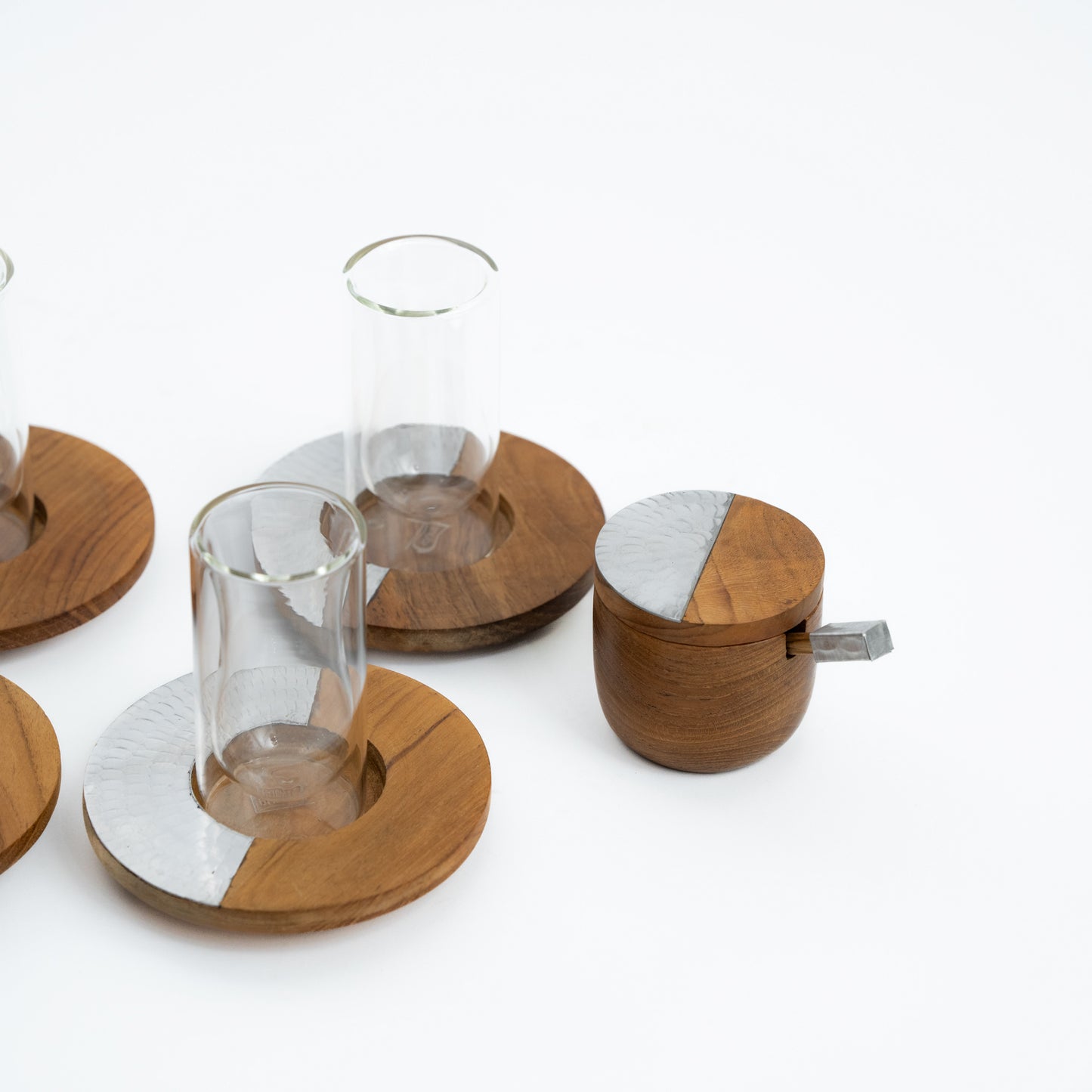 Wood x Aluminium Tea Set & Sugar Container