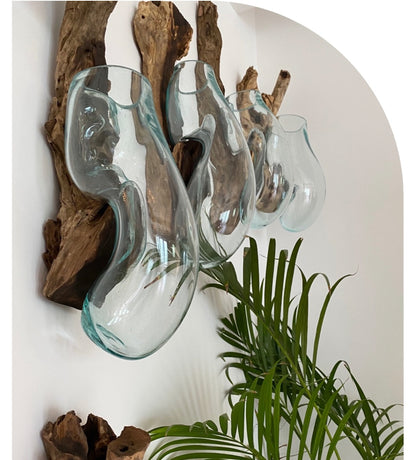 Hanging Wood x Glass Vase